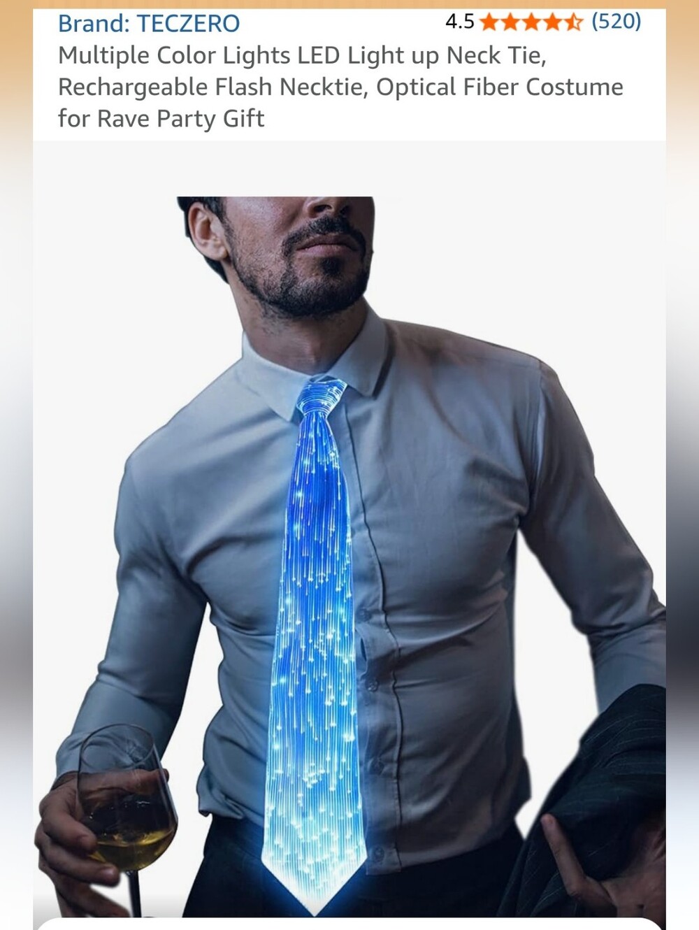 Multi Color LED Fiber Optic Light-Up Neck Tie